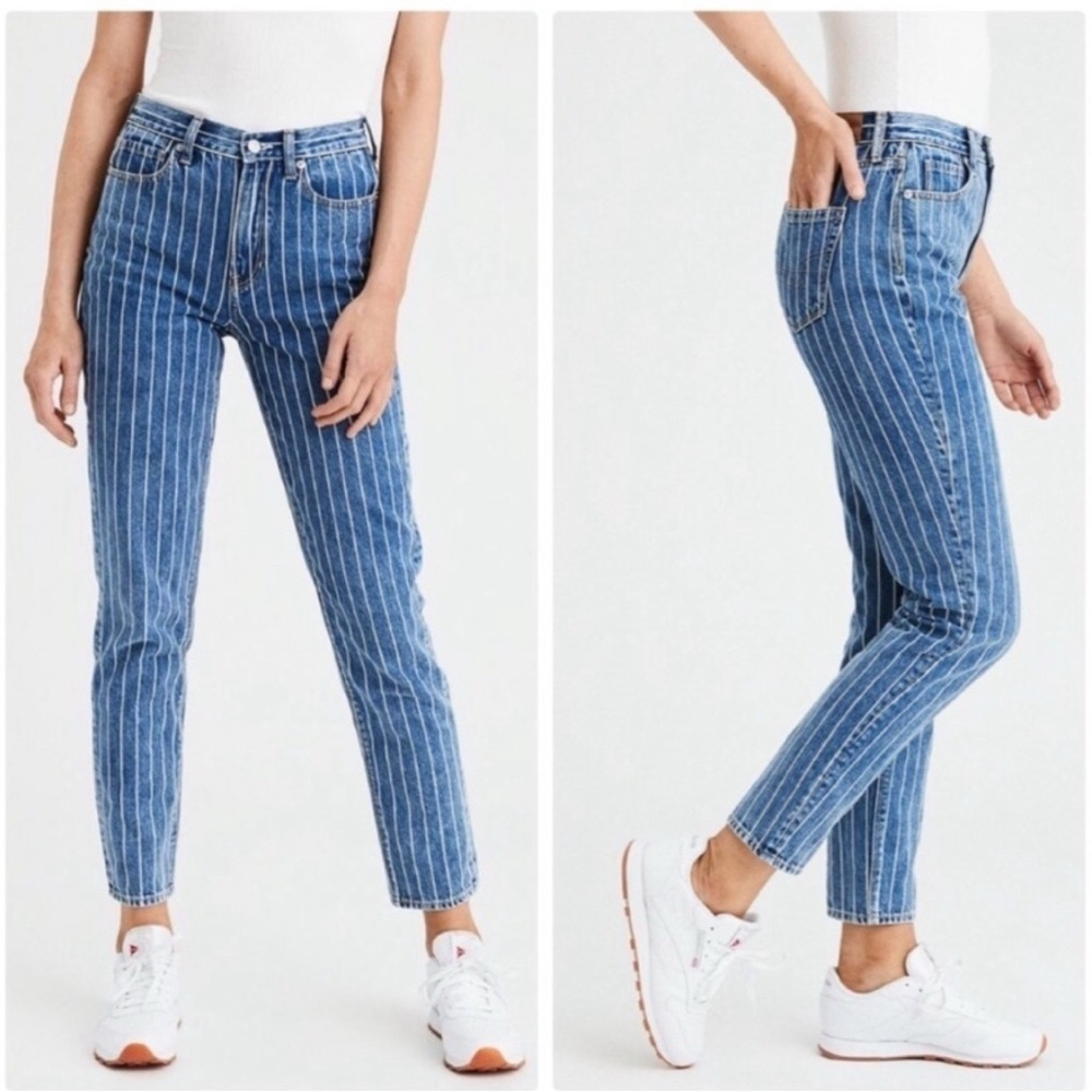 American Eagle pin striped denim size 6